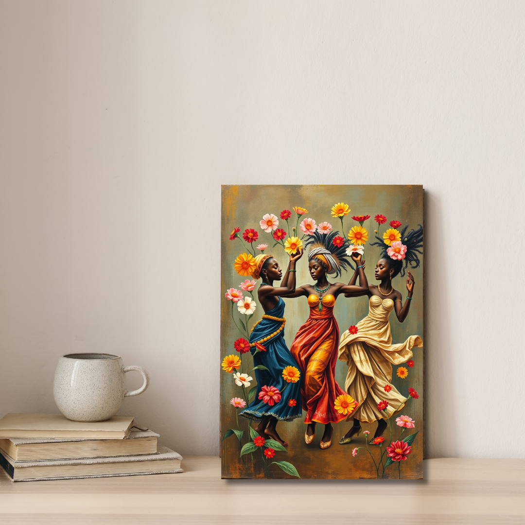 Floral Rhythms: African Women Canvas Art