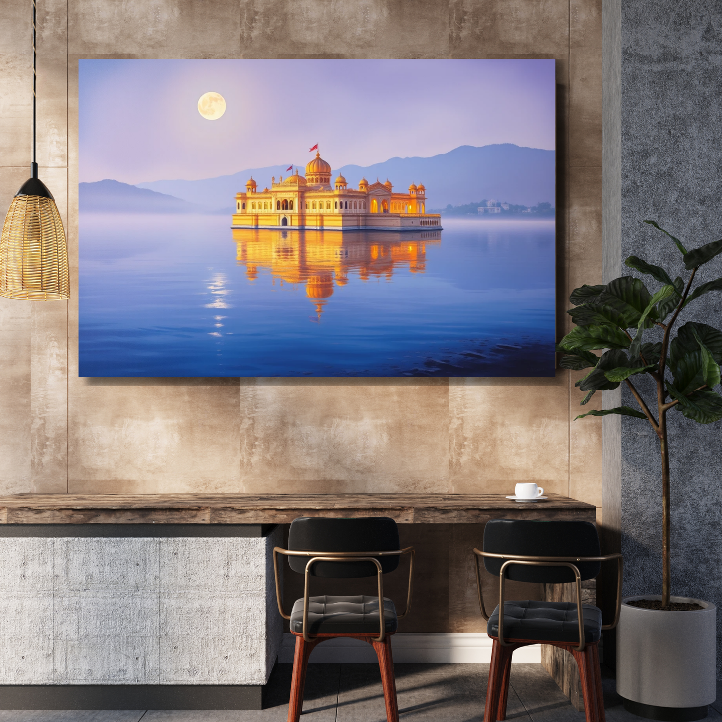 Moonlit Palace on Water : Canvas Art