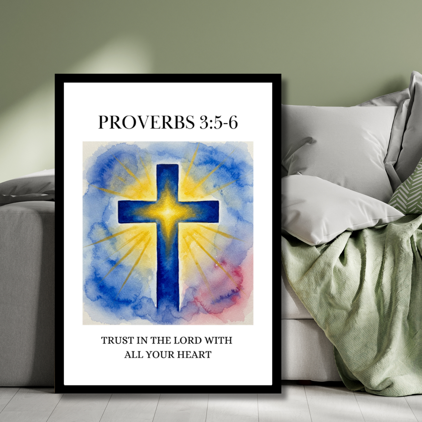 Proverbs 3:5–6 – Radiant Cross Christian Wall Art