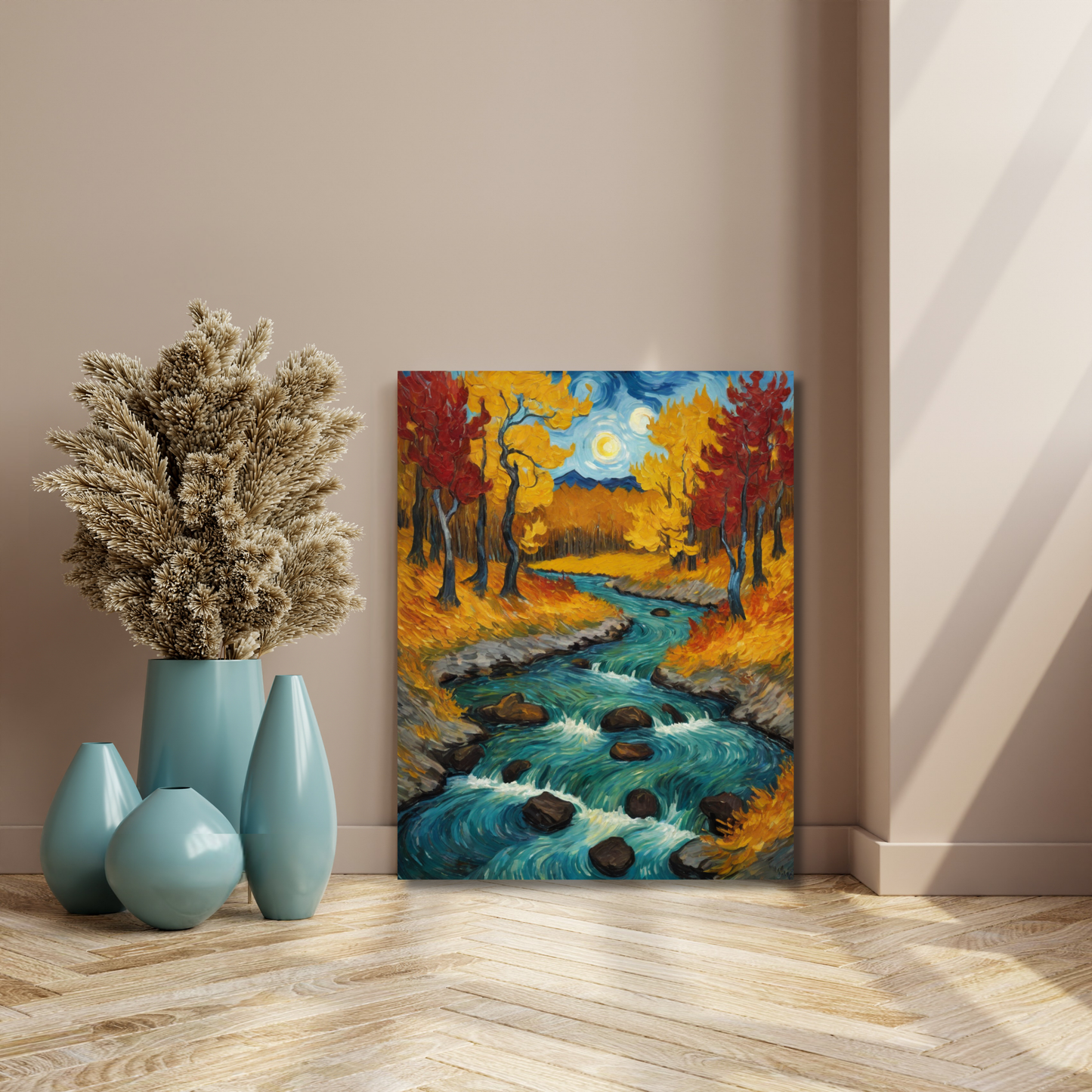 Autumn Whispers – A Vivid Forest Landscape : Canvas Art