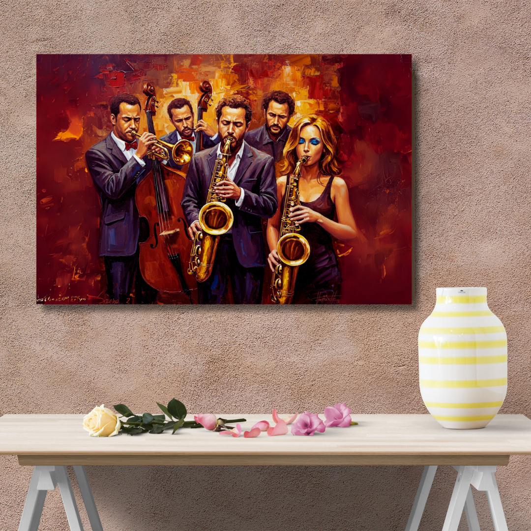 Jazz Ensemble: Rhythmic Harmony Canvas Art