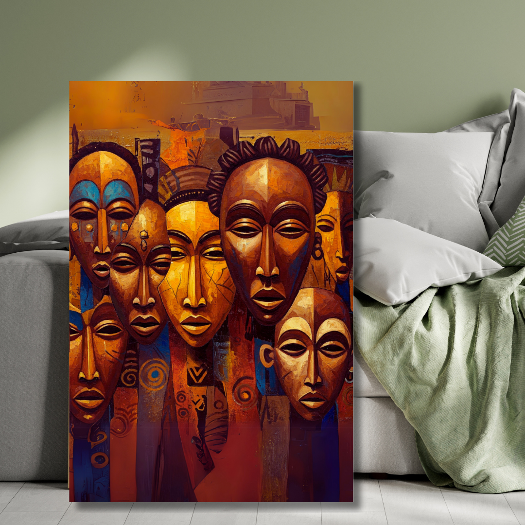 Tribal Echoes: African Masks Canvas Art