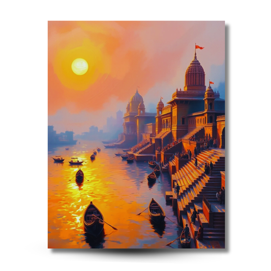 Varanasi Sunrise at the Ghats: Canvas Art