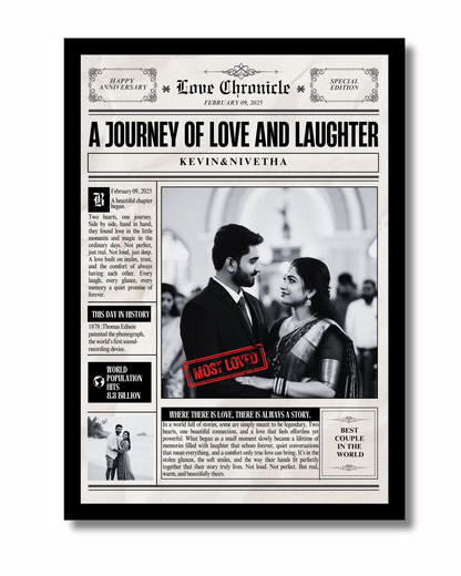 Personalized Retro Newspaper Couple Portrait