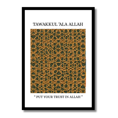 "Tawakkul 'Ala Allah' Framed Islamic Art - Geometric Spiritual Decor