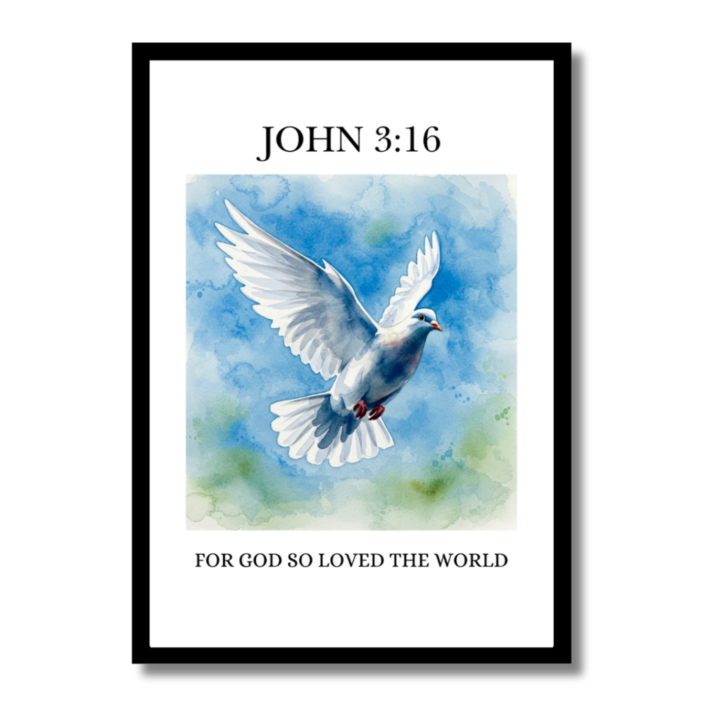 John 3:16 – For God So Loved the World | Christian Wall Art (Dove Watercolor)