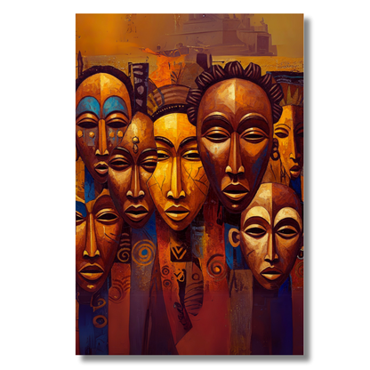 Tribal Echoes: African Masks Canvas Art
