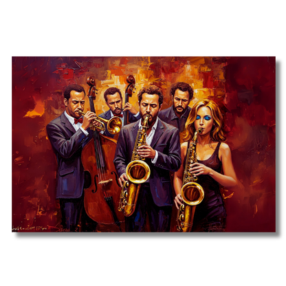 Jazz Ensemble: Rhythmic Harmony Canvas Art