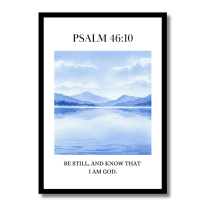 Psalm 46:10 – Tranquil Waters Christian Wall Art