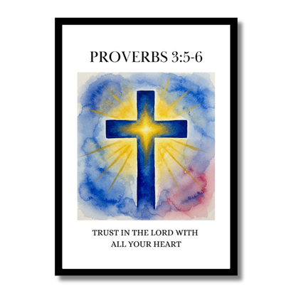 Proverbs 3:5–6 – Radiant Cross Christian Wall Art