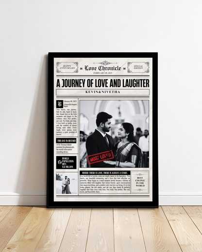 Personalized Retro Newspaper Couple Portrait