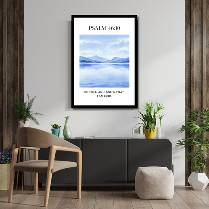 Psalm 46:10 – Tranquil Waters Christian Wall Art