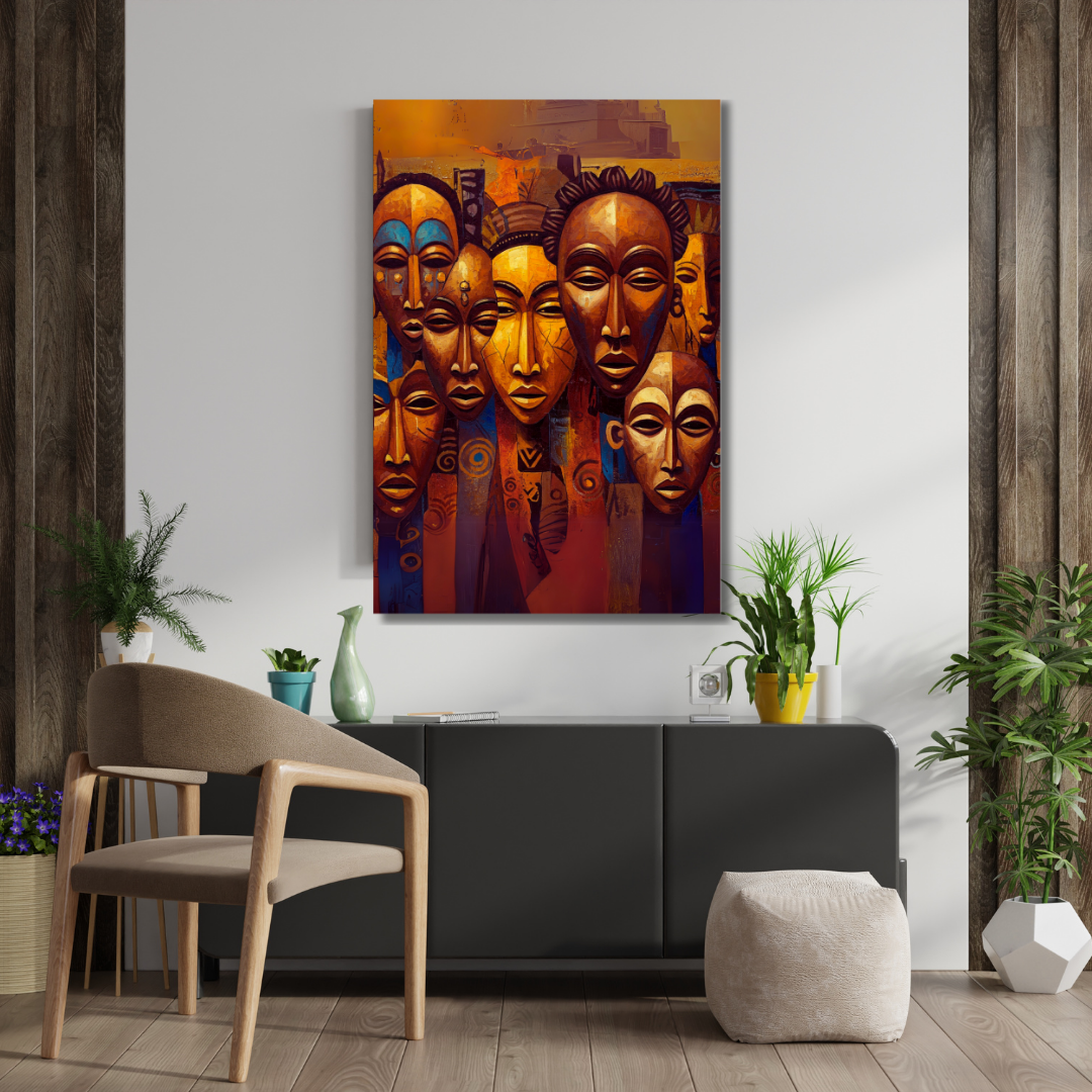 Tribal Echoes: African Masks Canvas Art