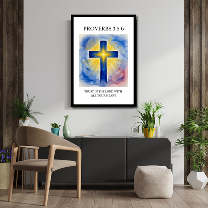 Proverbs 3:5–6 – Radiant Cross Christian Wall Art