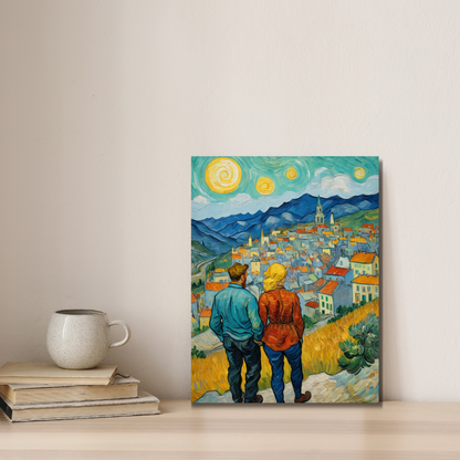Dreamy Hillside Gaze – A Vibrant Townscape - Canvas Art