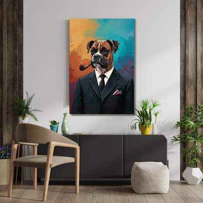 The Distinguished Gentleman: Boxer Dog Canvas Art