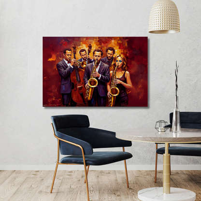 Jazz Ensemble: Rhythmic Harmony Canvas Art
