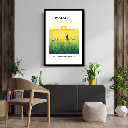 Psalm 23:1 - The Lord Is My Shepherd | Framed Christian Wall Art