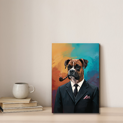 The Distinguished Gentleman: Boxer Dog Canvas Art