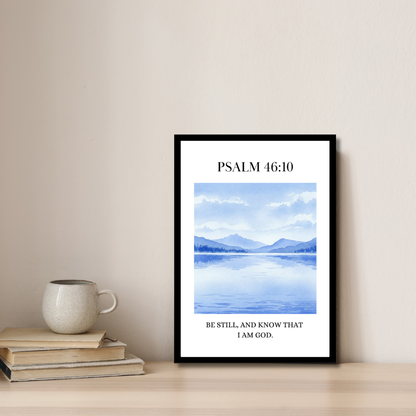 Psalm 46:10 – Tranquil Waters Christian Wall Art