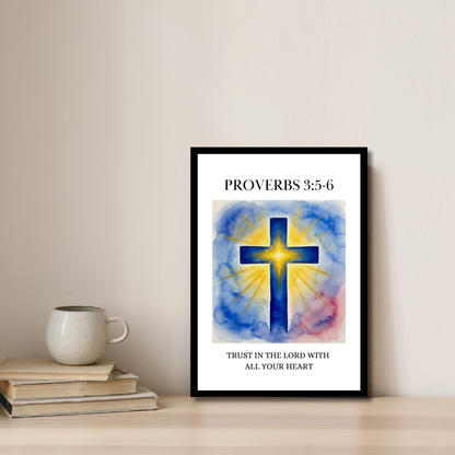 Proverbs 3:5–6 – Radiant Cross Christian Wall Art
