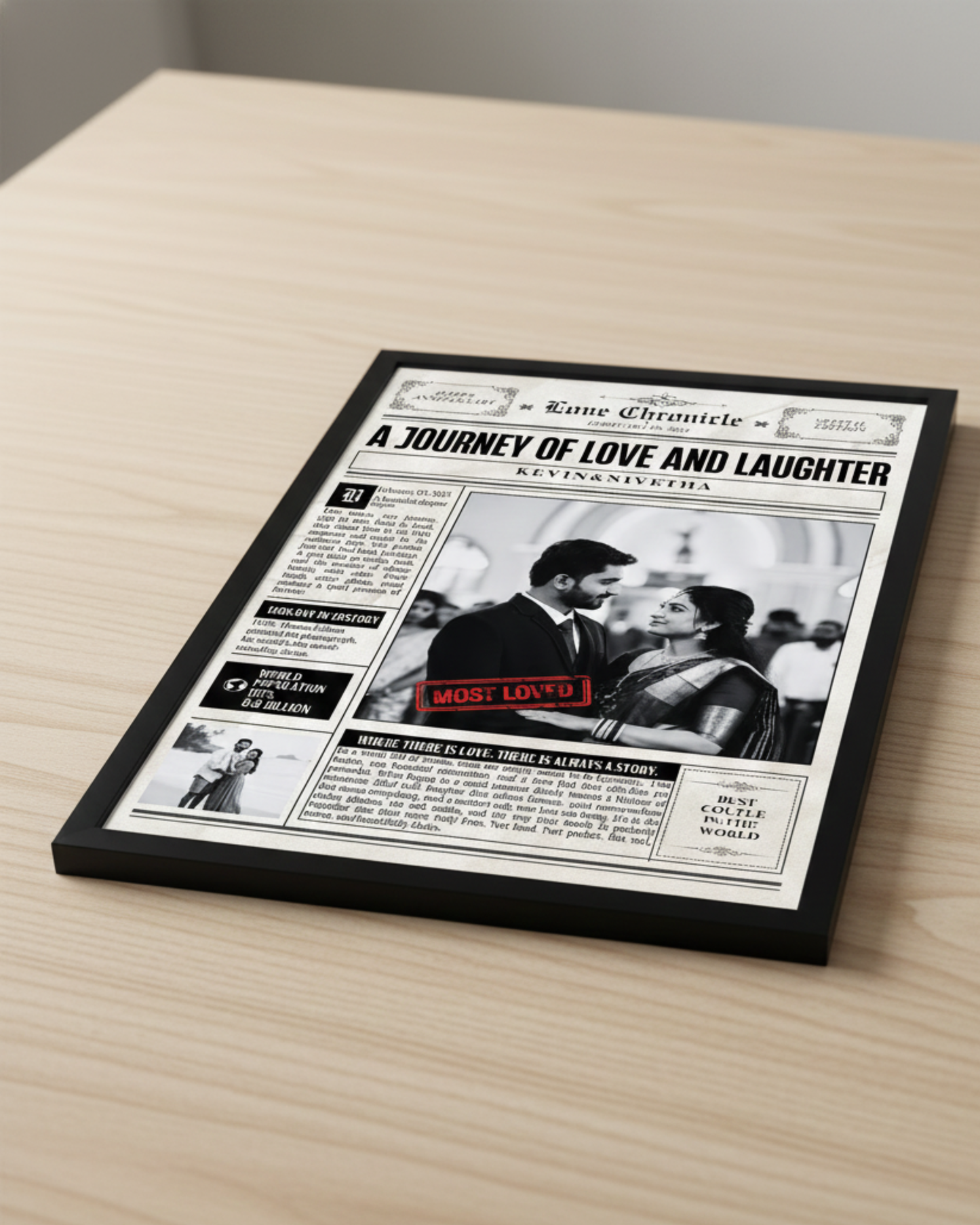 Personalized Retro Newspaper Couple Portrait