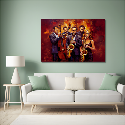 Jazz Ensemble: Rhythmic Harmony Canvas Art