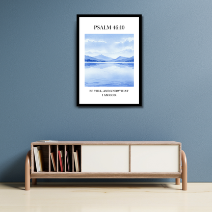 Psalm 46:10 – Tranquil Waters Christian Wall Art