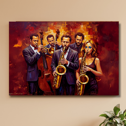Jazz Ensemble: Rhythmic Harmony Canvas Art