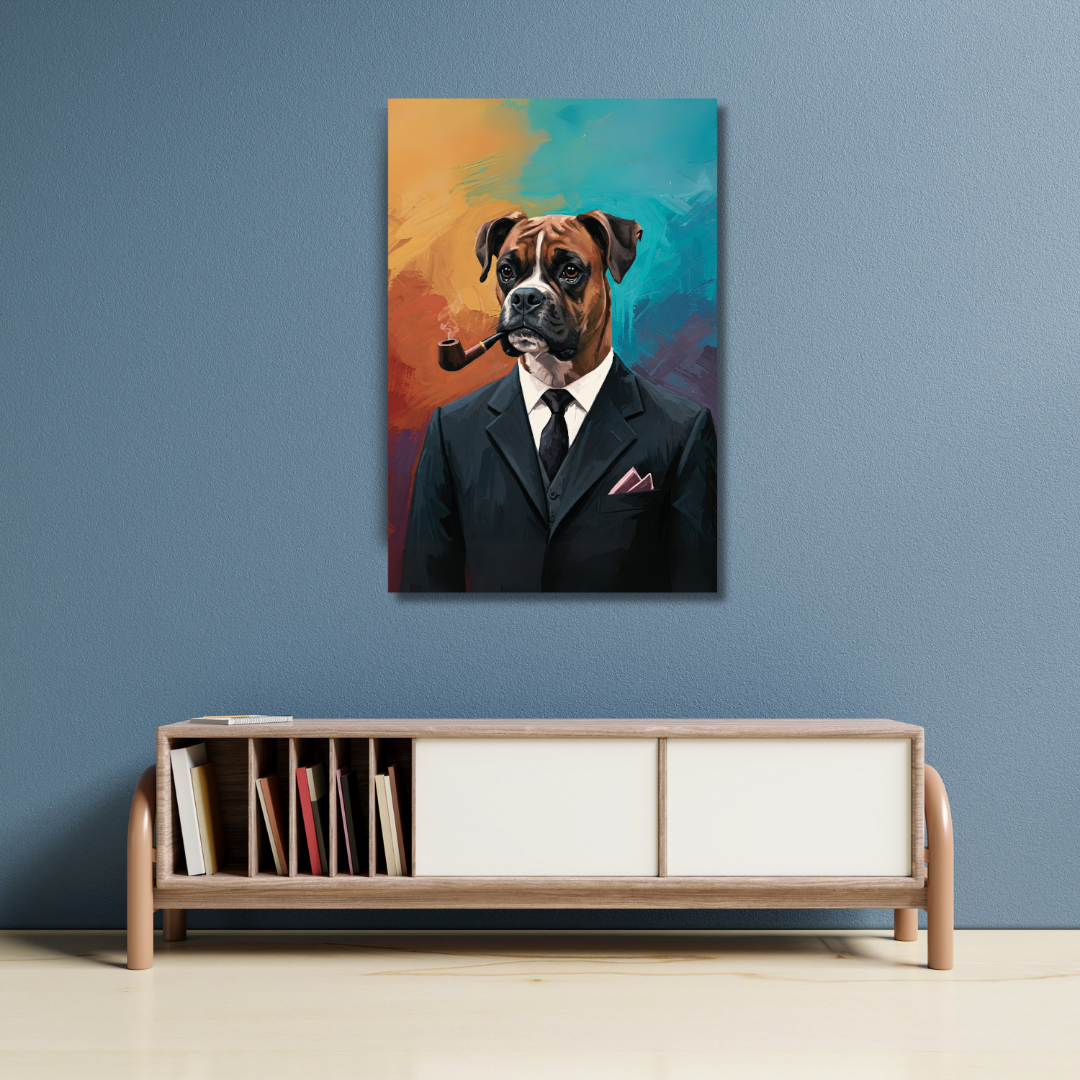 The Distinguished Gentleman: Boxer Dog Canvas Art