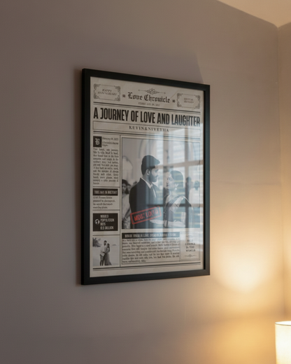 Personalized Retro Newspaper Couple Portrait