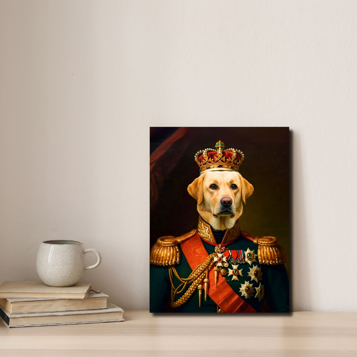 Custom Royal Dog Portrait – Personalized Oil Painting Style Canvas Print | Pet Dressed in Regal Uniform