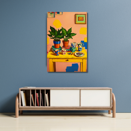 "Still Life with Mugs and Marbles" - Canvas Art