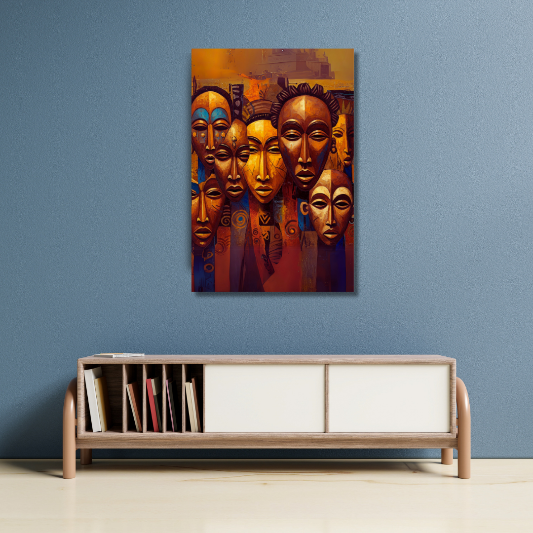 Tribal Echoes: African Masks Canvas Art
