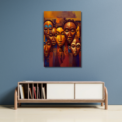 Tribal Echoes: African Masks Canvas Art