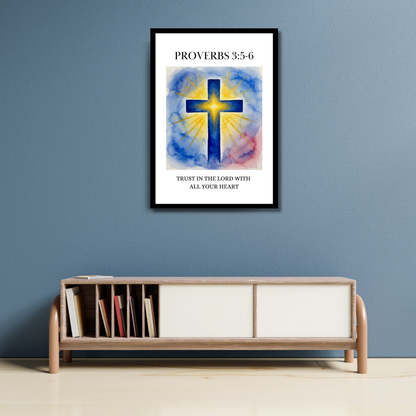 Proverbs 3:5–6 – Radiant Cross Christian Wall Art