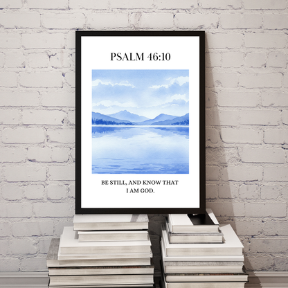 Psalm 46:10 – Tranquil Waters Christian Wall Art