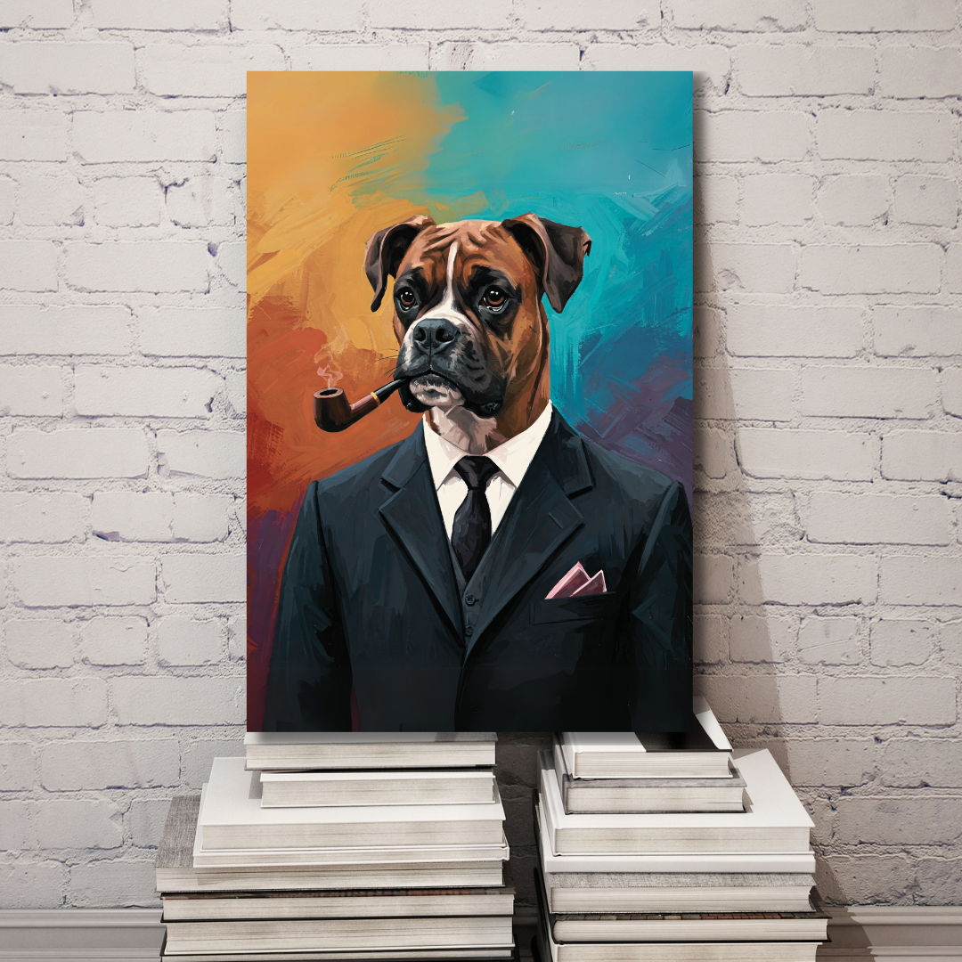 The Distinguished Gentleman: Boxer Dog Canvas Art