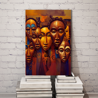 Tribal Echoes: African Masks Canvas Art