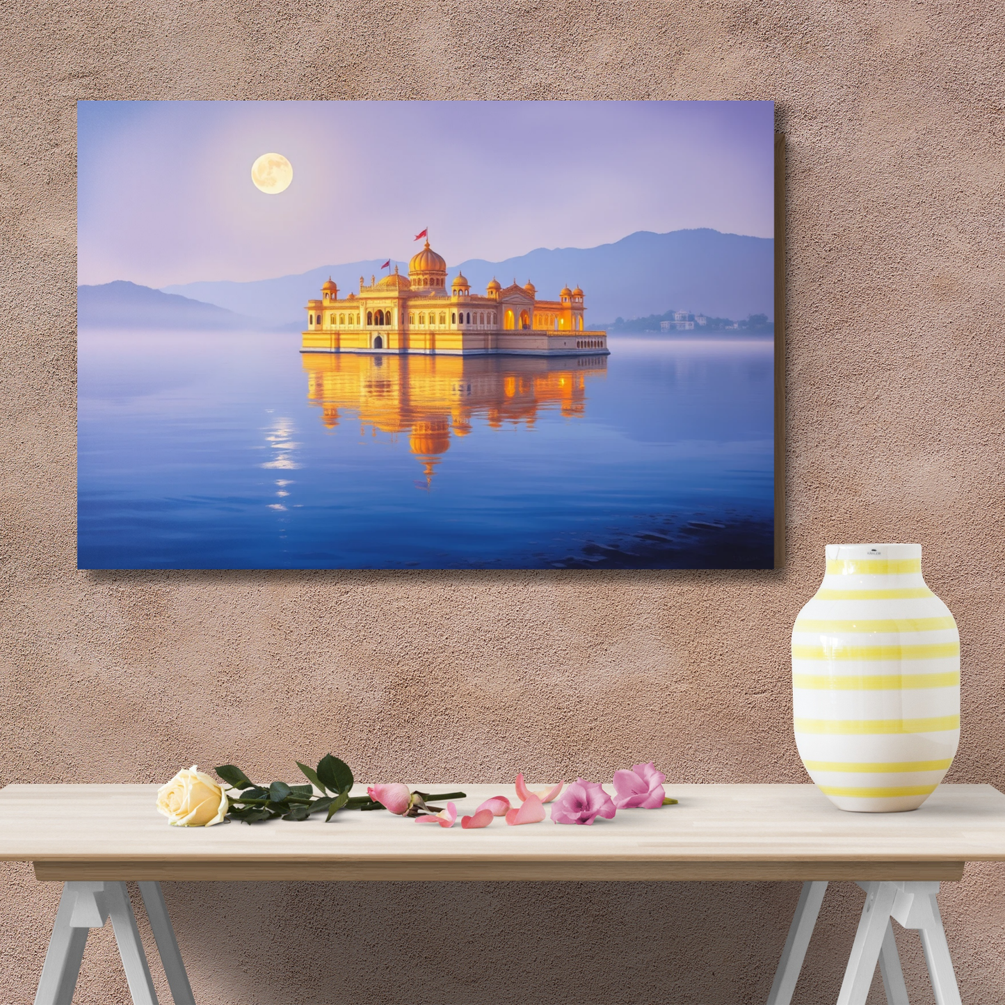 Moonlit Palace on Water : Canvas Art