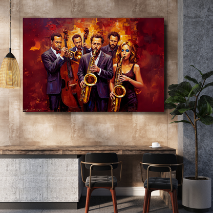 Jazz Ensemble: Rhythmic Harmony Canvas Art