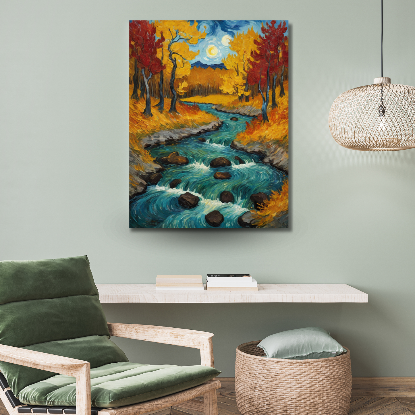Autumn Whispers – A Vivid Forest Landscape :  Canvas Art