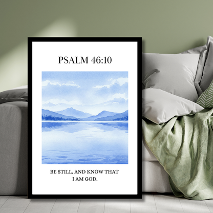 Psalm 46:10 – Tranquil Waters Christian Wall Art