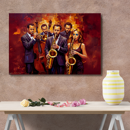 Jazz Ensemble: Rhythmic Harmony Canvas Art