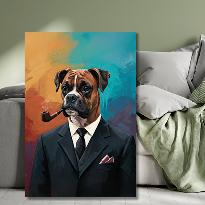 The Distinguished Gentleman: Boxer Dog Canvas Art