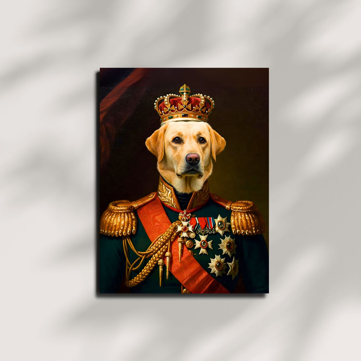 Custom Royal Dog Portrait – Personalized Oil Painting Style Canvas Print | Pet Dressed in Regal Uniform